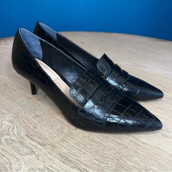 ANTONIO MELANI Leedia Heels Pumps Crocodile Embossed Leather Black - Picture 1 of 1